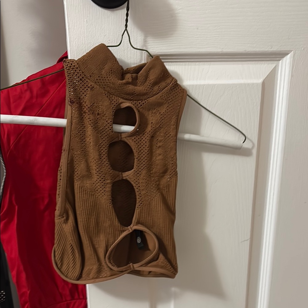 Brown Knit Women's Crop Top